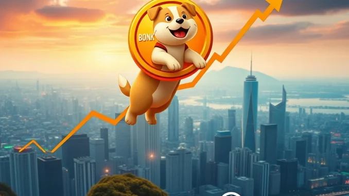 Explosive BONK Trading Volume: Solana Meme Coin Dominance Shatters Pump.fun Records A vibrant visual representing the explosive BONK trading volume on the Solana blockchain, showing its dominance over other platforms like Pump.fun in the crypto meme coin market.