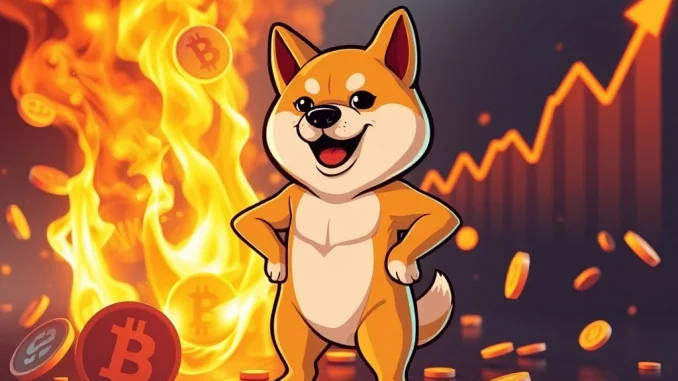 BONK's Monumental 500-Billion Token Burn Fuels Potential 46% Price Surge A Shiba Inu dog overseeing a massive BONK token burn, symbolizing the deflationary strategy and potential for a BONK price surge.