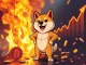 A Shiba Inu dog overseeing a massive BONK token burn, symbolizing the deflationary strategy and potential for a BONK price surge.