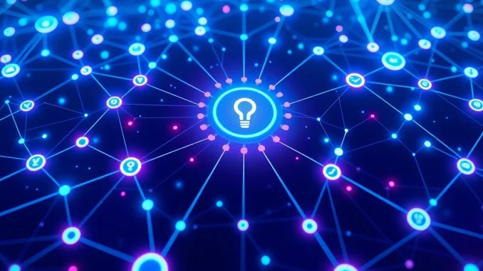 Abstract digital network illustrating the CARV River partnership, blending AI DeFi rewards with identity-bound incentives.