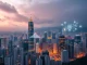 A vibrant cityscape of Hong Kong representing CMBI's historic move into crypto with a new virtual asset license.