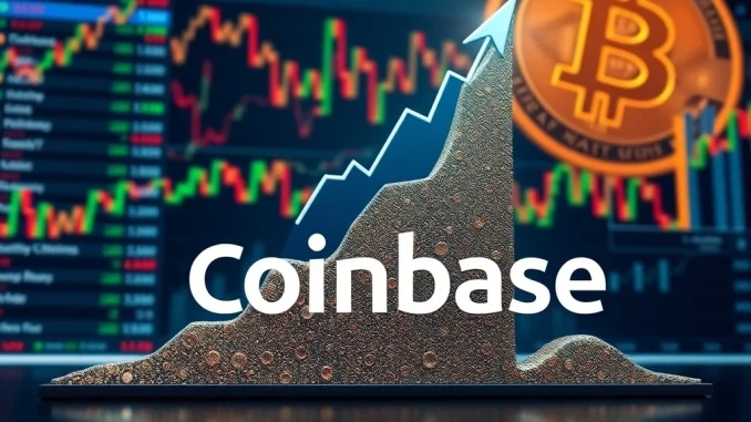 Chart showing Coinbase market capitalization surging past $100 billion, reflecting its significant growth in the crypto industry.