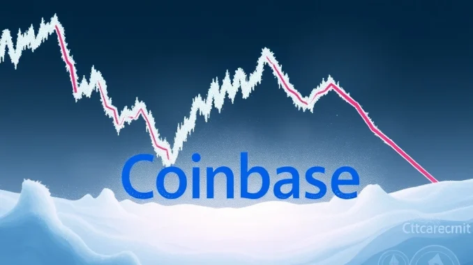 Coinbase Stock Plunge: Is This the Start of a Brutal Crypto Winter? Graph showing a significant drop in Coinbase stock, symbolizing crypto market volatility and potential crypto winter concerns.