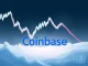 Graph showing a significant drop in Coinbase stock, symbolizing crypto market volatility and potential crypto winter concerns.