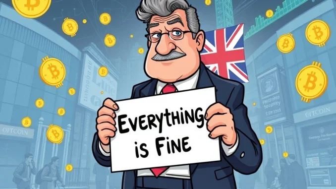 Coinbase satirical campaign on UK financial regulation with 'Everything is Fine' theme