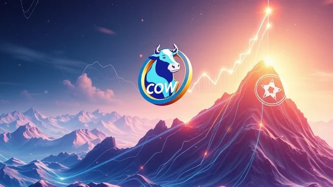A chart showing the incredible 513% surge of the COW token, reflecting positive crypto market dynamics and potential for growth.