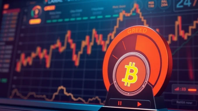 Crypto Fear & Greed Index Hits 73: Is Market Greed Driving Bitcoin Higher? Bitcoin chart with Crypto Fear & Greed Index rising to greed levels