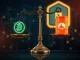 Scales of justice balancing cryptocurrency symbols and an oil barrel, symbolizing the US prosecutors' efforts in a crypto fraud case recovery.