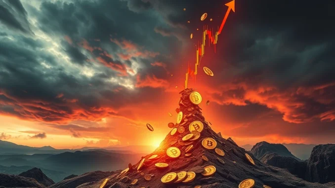 A digital chart showing a steep decline, symbolizing a massive crypto liquidation event in the market, highlighting the impact on futures trading.