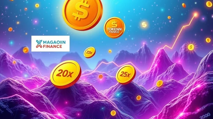 Chart showing the explosive 2025 Crypto Presale surge with symbols for MAGACOIN FINANCE, Token6900, and HYPER, highlighting potential 100x returns.