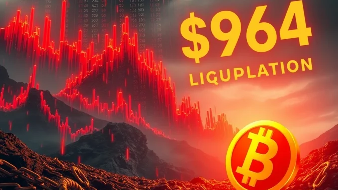 Visualizing the monumental $964 million crypto short liquidations that rocked the market, highlighting extreme market volatility.