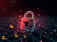 A shattered digital padlock over a blockchain network, symbolizing the devastating Arcadia Finance DeFi hack and the critical need for crypto security measures.