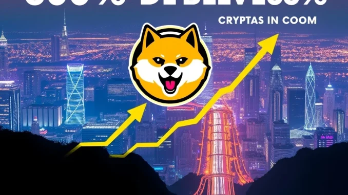 Dogecoin chart showing a strong upward trend, signaling a potential 600% bullish reversal for DOGE price.