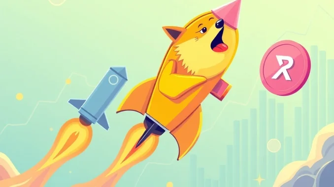 Dogecoin News: Unveiling Explosive Gains as Remittix Presale Dominates Altcoin Performance Visualizing Dogecoin news with a surging DOGE price, contrasted by the rapid ascent of Remittix presale, showcasing current altcoin performance.