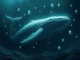 An abstract depiction of a giant dormant whale making a significant ETH purchase, creating ripples across the crypto market.