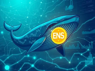 Illustration of a crypto whale acquiring ENS tokens, symbolizing Trend Research's strategic 20.3M ENS token acquisition and its impact on the market.