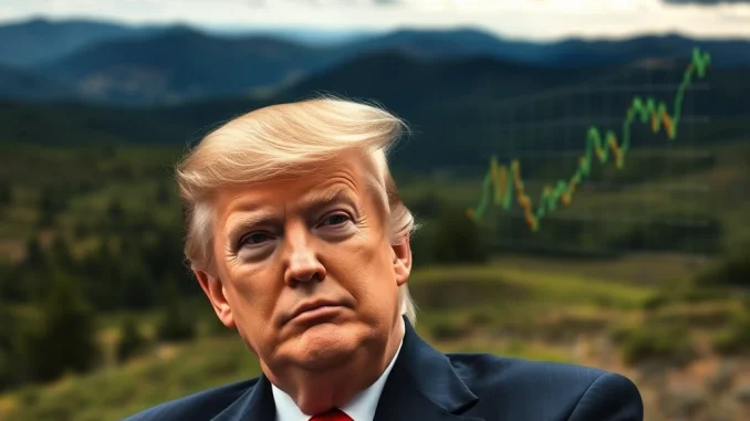 Eric Trump gesturing with a Bitcoin logo, symbolizing his commentary on the cryptocurrency market and the subsequent Bitcoin price fluctuations.