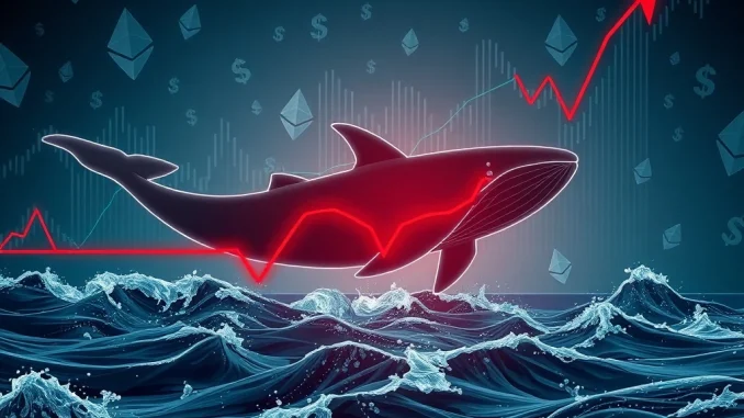 Visualizing the high-stakes risk of a crypto whale's massive ETH short position facing liquidation.
