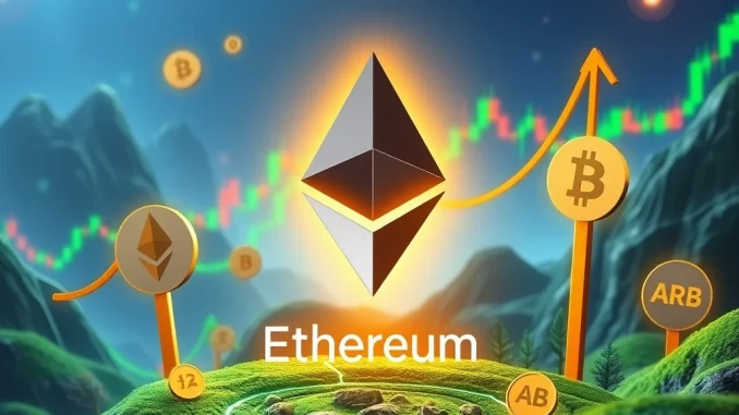 Ethereum and altcoin rally contenders RTX, LINK, and ARB in a dynamic market surge.