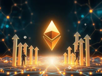 A visual representation of soaring Ethereum demand, with charts and graphs indicating a strong upward trend in ETH price, driven by institutional Ethereum investment.