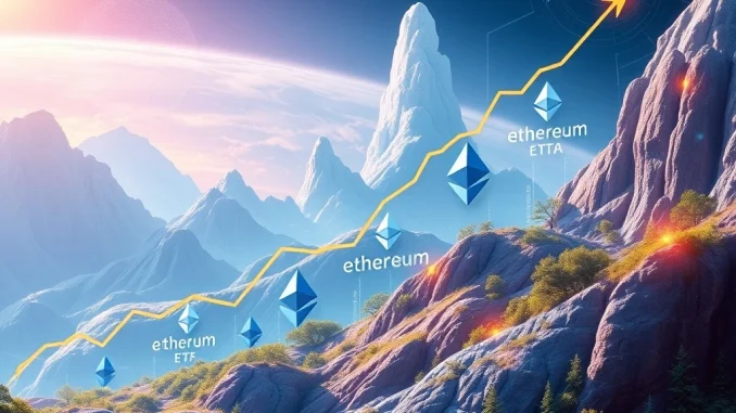 BlackRock ETHA Ethereum ETF hitting $10 billion, symbolizing rapid growth and institutional crypto adoption.