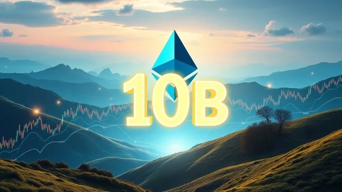 Chart showing rapid growth of BlackRock's Ethereum ETF, symbolizing its swift rise to $10 billion and institutional embrace.