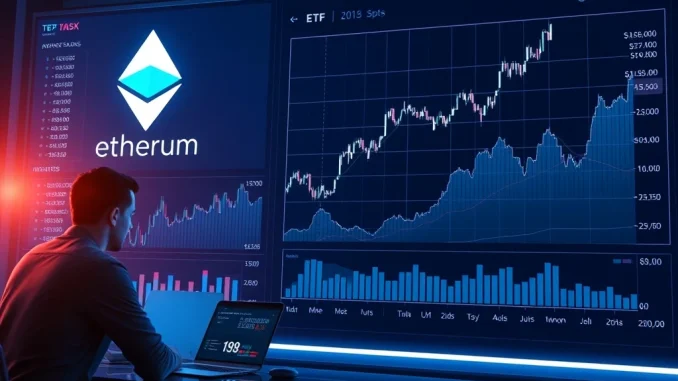 Ethereum ETFs growth chart with institutional investors analyzing crypto assets