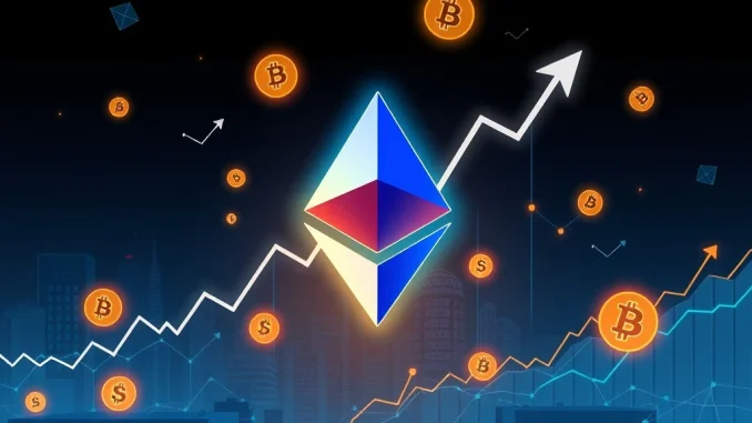 Ethereum: Analysts Forecast Explosive Growth Amidst Surging Capital Inflows Ethereum logo with upward trends, symbolizing renewed capital inflows and potential ETH price growth from institutional interest.