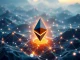 Ethereum network glowing with high transaction activity in a digital landscape