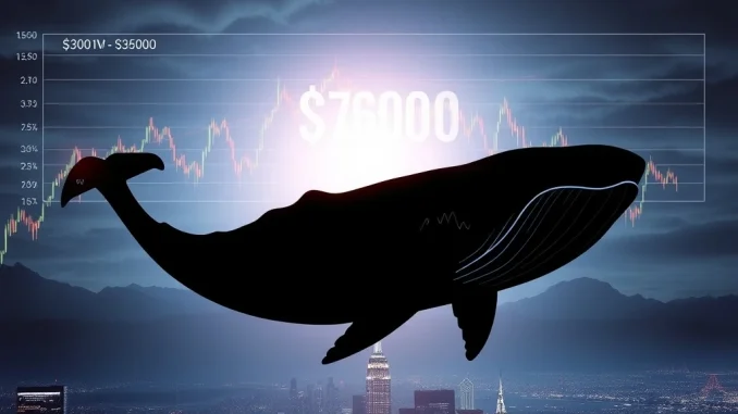 A digital whale silhouette overlooking a volatile Ethereum price chart, illustrating the impact of whale activity on ETH price and market dynamics.