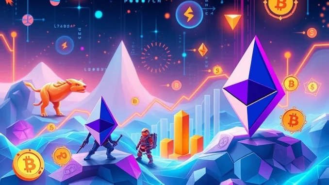 A vibrant illustration depicting the monumental surge in Ethereum NFT sales, highlighted by CryptoPunks artwork, signifying the NFT market rebound.