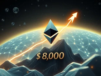 A visual representation of Ethereum's potential surge to $8,000, driven by global M2 growth and a thriving ecosystem, symbolizing the future of Ethereum price.
