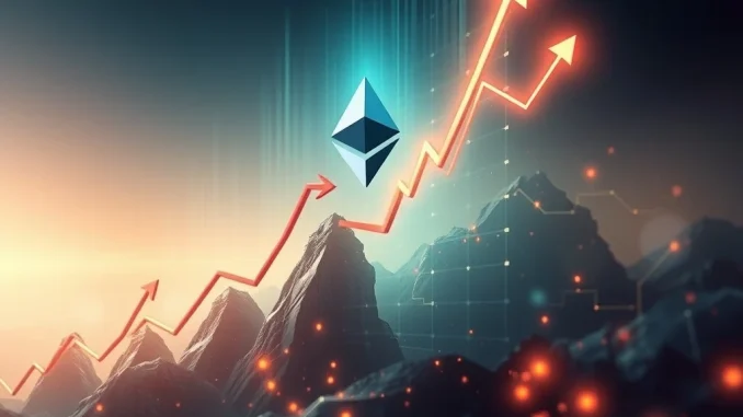 Chart showing Ethereum price surging past $3,800, symbolizing a massive ETH rally and short squeeze, impacting crypto liquidations.