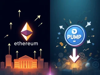 Visualizing the crypto market divergence, with strong Ethereum ETF inflows contrasting the PUMP Token decline, highlighting altcoin hopes.