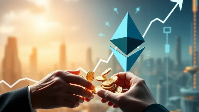 A vibrant chart showing Ethereum's dramatic price surge, symbolizing strong institutional crypto investment and a bullish market.