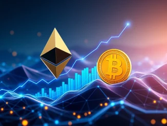 A vibrant digital chart showing Ethereum's volume surpassing Bitcoin's, symbolizing the **Ethereum Spot Volume** surge in the crypto market.
