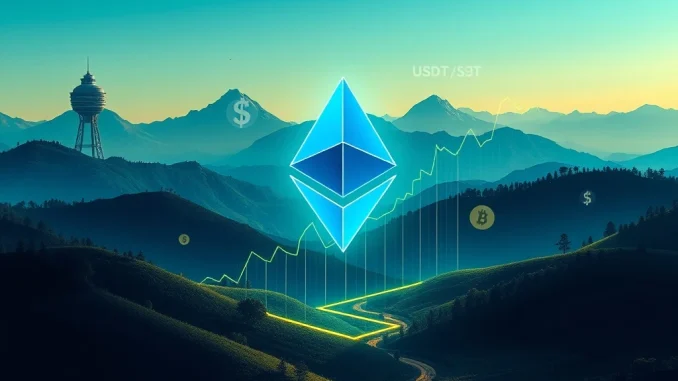 Ethereum Stablecoin: Unprecedented Surge to $140 Billion Signals Crypto Market Transformation A graph illustrating the significant rise in Ethereum stablecoin supply to $140 billion, symbolizing rapid institutional adoption.