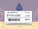 Depicts a digital display showing a colossal Ethereum transaction fee, emphasizing the surprising cost on the network.