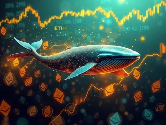 An illustration of a large Ethereum whale acquiring ETH, symbolizing significant institutional investment and strong Ethereum ETF inflows.