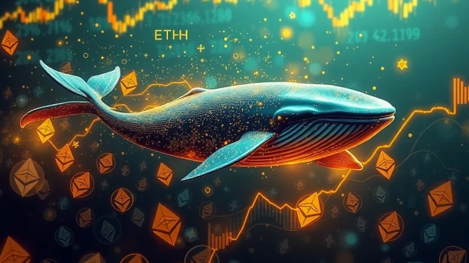 Ethereum News Today: Explosive ETH Surge Driven by $114M Whale Buy and Soaring ETF Inflows An illustration of a large Ethereum whale acquiring ETH, symbolizing significant institutional investment and strong Ethereum ETF inflows.