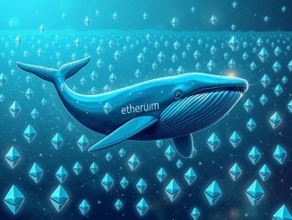 An abstract depiction of large institutional funds flowing into Ethereum, represented by powerful Ethereum whale wallets, signaling market confidence.