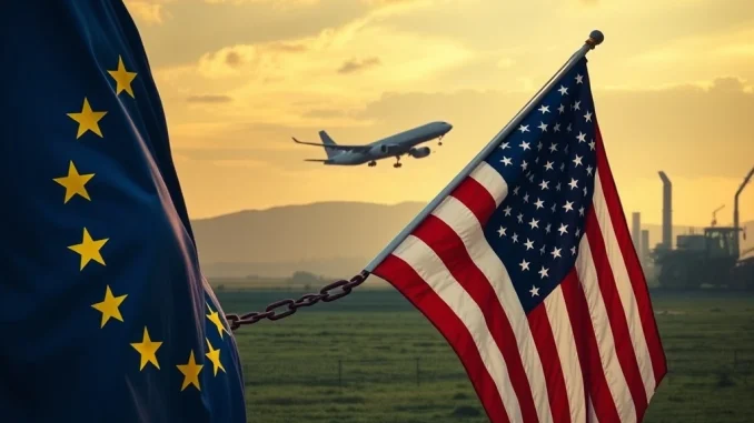 EU Tariffs on US Exports: A visual metaphor for escalating transatlantic trade tensions impacting key sectors.