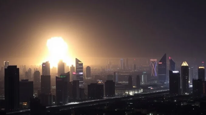 Explosion in Qatar's capital Doha captured in a dramatic city skyline