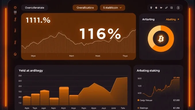 Falcon Finance dashboard showing 116% overcollateralization with stablecoins and Bitcoin