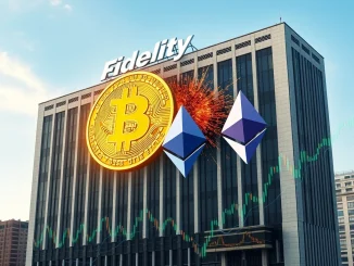 An illustration depicting Fidelity's potential strategic shift from Bitcoin to Ethereum, highlighting a major reallocation in digital assets.