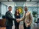 Fidelity Metaplanet executives shaking hands, symbolizing a significant institutional investment in Bitcoin adoption and digital asset custody.