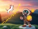 A bullish chart showing FLOKI price surge, with a dog-themed coin and an Arctic explorer representing Arctic Pablo Coin, highlighting the exciting FLOKI price movement.
