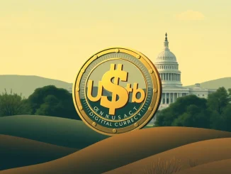 A digital representation of the USDtb stablecoin symbolizing the pivotal launch under the GENIUS Act, highlighting regulated digital asset adoption.