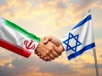 Iran and Israel ceasefire announcement with flags symbolizing peace