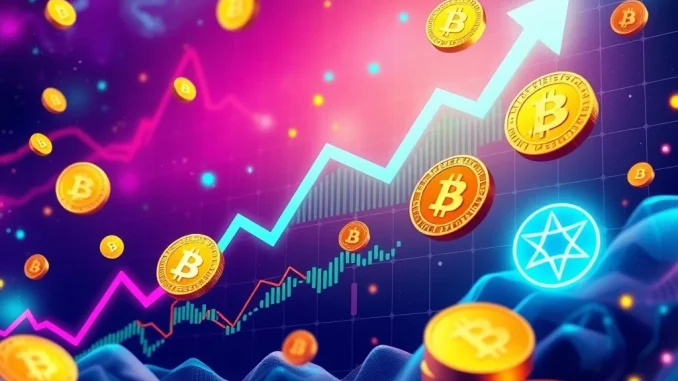 Visualizing the explosive July crypto market surge, with icons representing BlockDAG, Hedera, PEPE, and Stellar showing significant gains.